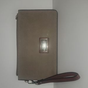 Simply Noelle Suede Beige Wristlet GUC